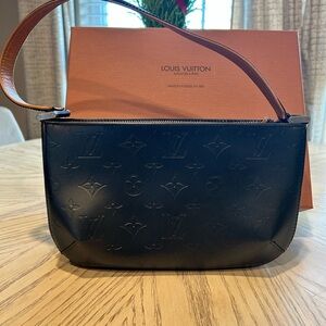 Louis Vuitton Black Leather Monogram Clutch